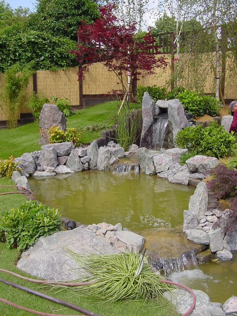 Stream and Pond in Japanese Style Garden - The Japanese Garden Centre