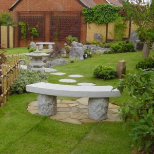 Japanese curved stone bench