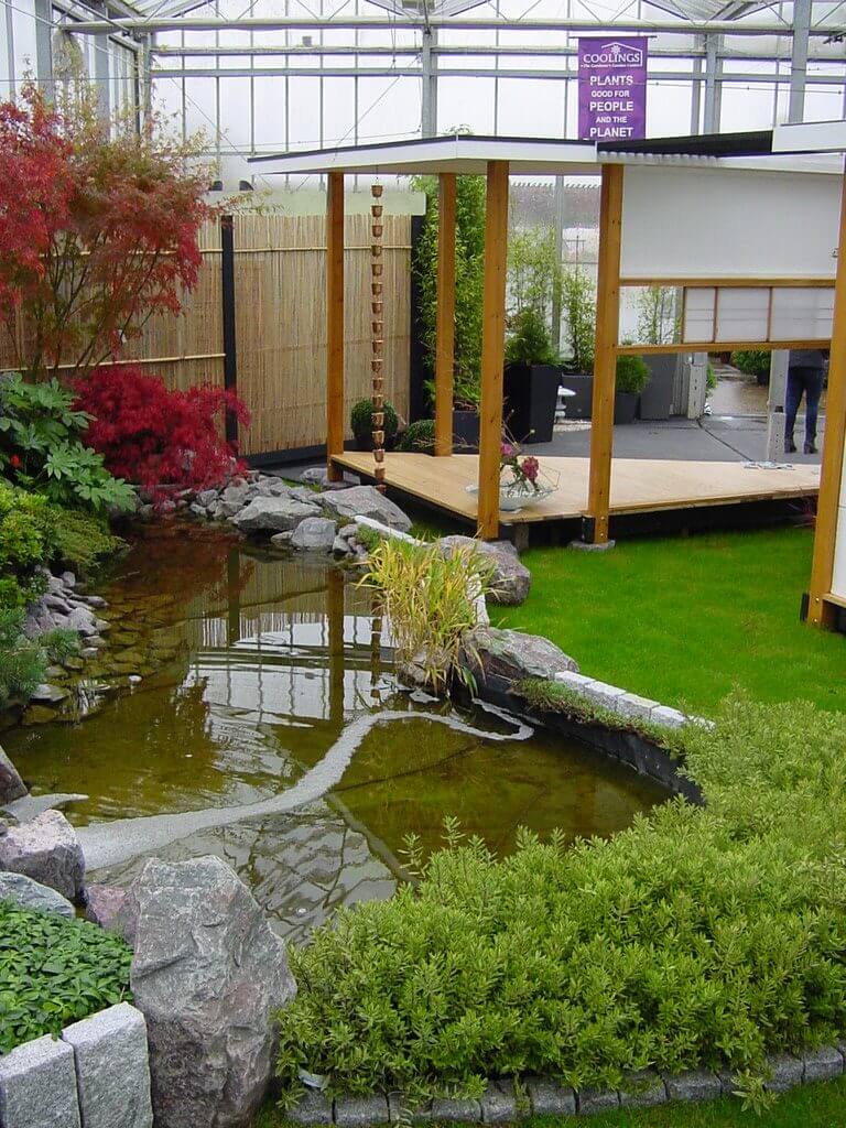 Modern Japanese Tea House in garden, England, uk, Kent.