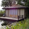 Japanese garden with softwood Tea House