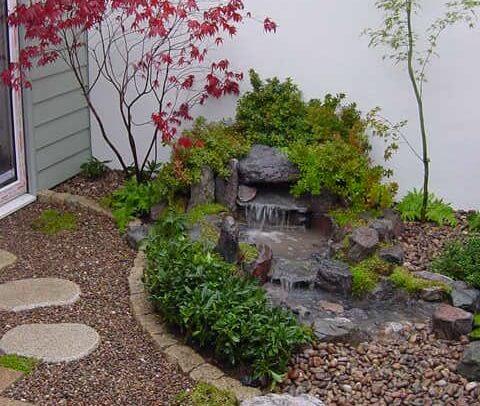 Waterfall and planting