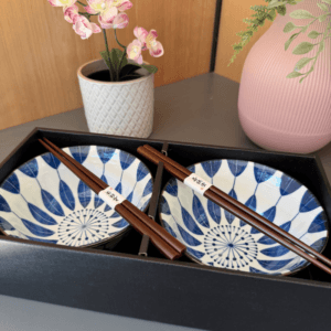 Indigo Sunflower 2 piece boxed bowl set 15cm