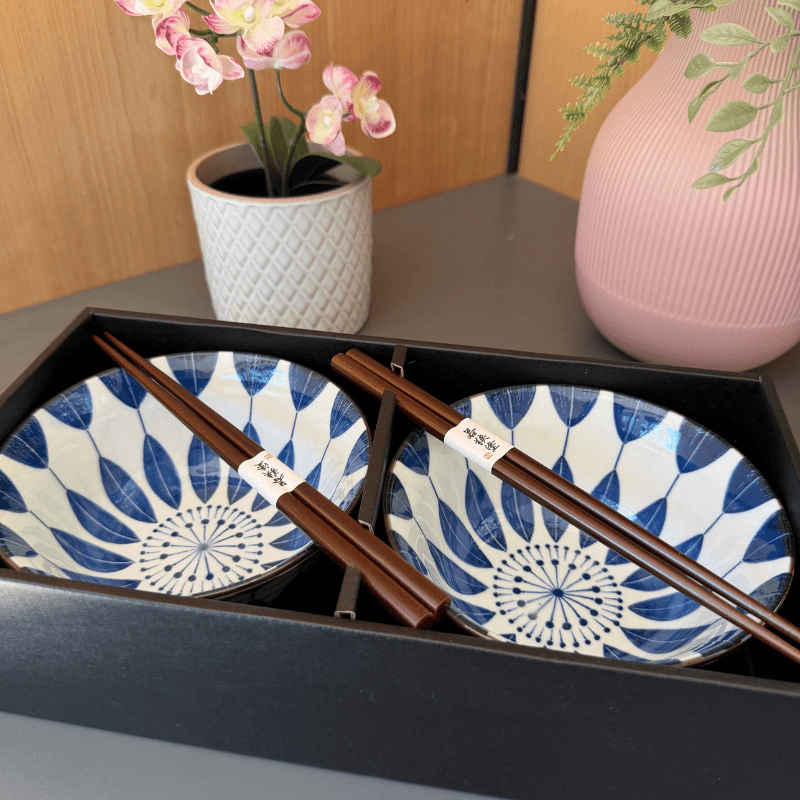 Indigo Sunflower 2 piece boxed bowl set 15cm